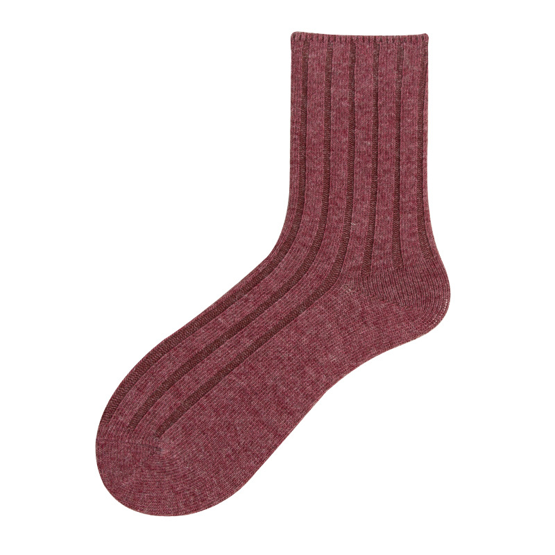 Autumn And Winter Socks Female Ms. Wool Socks Retro Wide Vertical Stripes Piles Of Socks Warm Socks Wholesale